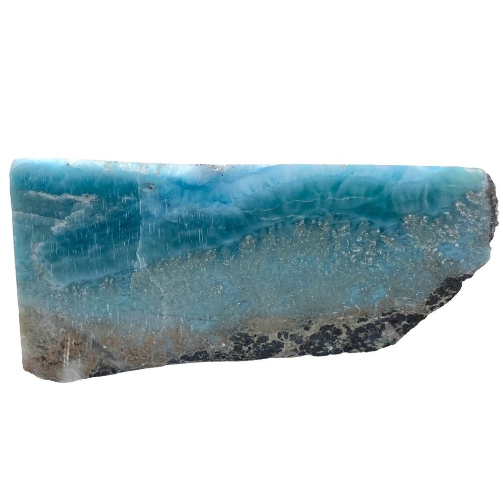 326g 11.5oz Larimar pectolite Dominican Natural Wedge Rare Slab Rock Mineral Gem - Picture 9 of 16